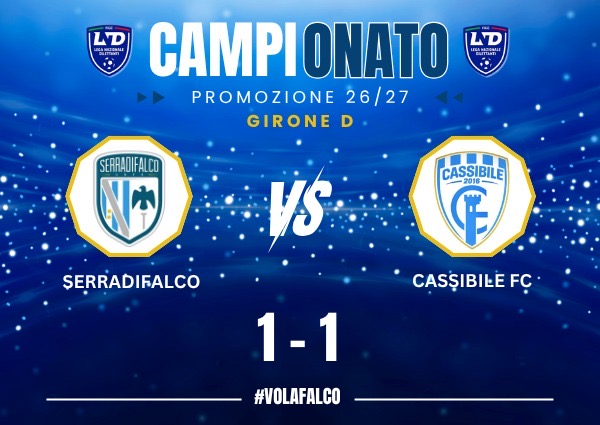 Il Serradifalco frena in casa: all’Antonio Alaimo con il Cassibile è 1-1